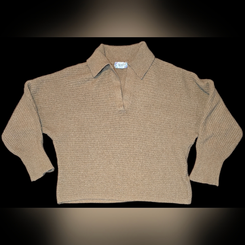 Pink Rose Tan Cowl Neck Sweater